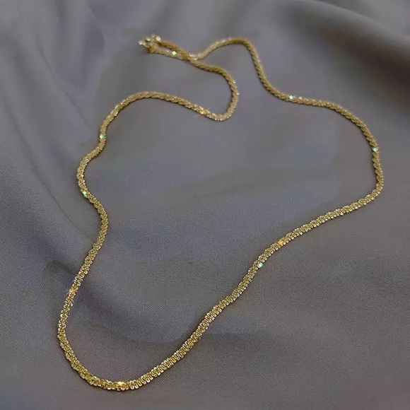 SHINY GOLD NECKLACE 925 STERLING SILVER - Picture 6 of 11